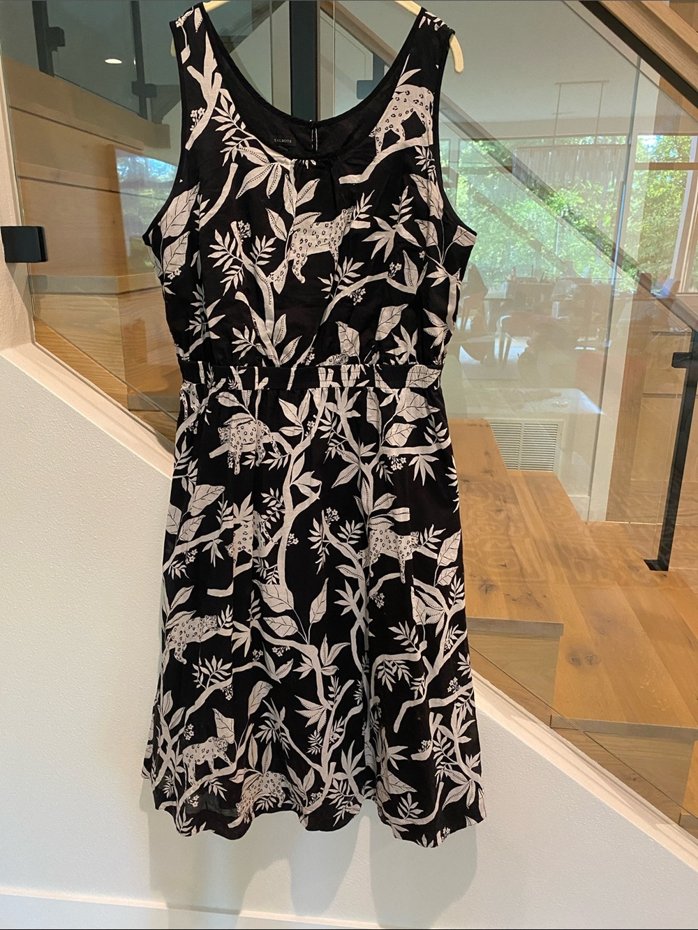 Talbots Black and White Sleeveless Print Maxi Dress